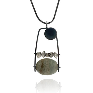 Aqua and Herkimer Diamond Necklace-Necklaces-Ashka Dymel-Pistachios