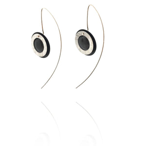 Black and Silver Double Circle Earrings-Earrings-Mariusz Fatyga-Pistachios