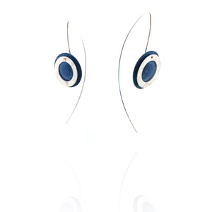 Blue and Silver Double Circle Earrings-Earrings-Mariusz Fatyga-Pistachios