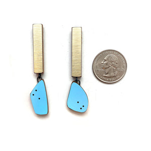 Geometric Gold Metallic and Blue Earrings-Earrings-Karen Vanmol-Pistachios