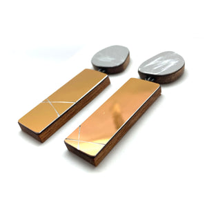 Geometric Metallic Silver and Metallic Gold Earrings-Earrings-Karen Vanmol-Pistachios