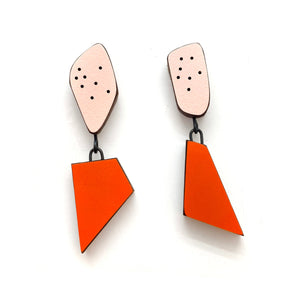 Geometric Pink and Red Earrings-Earrings-Karen Vanmol-Pistachios
