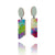 Geometric Teal and Rainbow Earrings-Earrings-Karen Vanmol-Pistachios