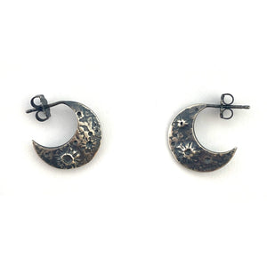 Oxidized Crescent Moon Hoops-Earrings-Luana Coonen-Pistachios