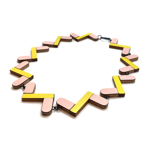 Pink and Yellow Geometric Necklace-Necklaces-Karen Vanmol-Pistachios
