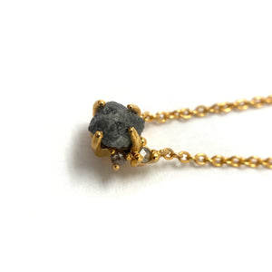 Raw Diamond and Gold Prong Necklace-Necklaces-Amit Mangal-Pistachios