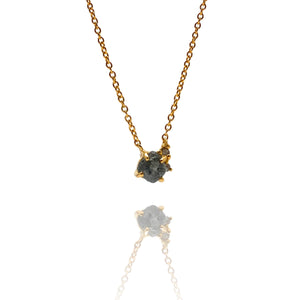 Raw Diamond and Gold Prong Necklace-Necklaces-Amit Mangal-Pistachios
