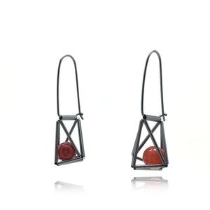 3-D Cage Earrings - Carnelian-Earrings-Emilie Pritchard-Pistachios