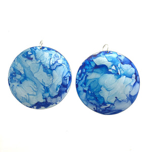 XL Blue Circle Earrings-Earrings-Christy Klug-Pistachios
