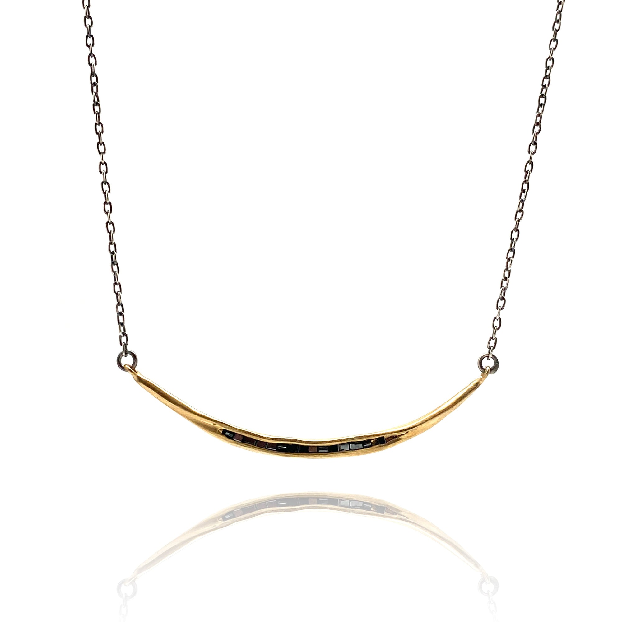 14k Gold and Black Diamond Pendant Necklace-Necklaces-Austin Titus-Pistachios