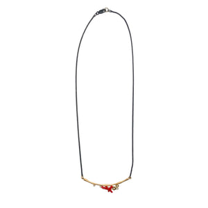 18k Gold, Coral and Diamond Necklace-Necklaces-Joanna Gollberg-Pistachios