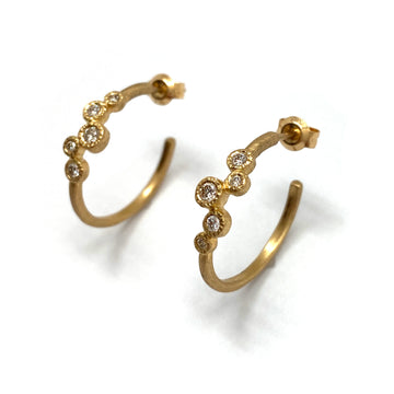 18k Gold & Diamond Hoop Earrings