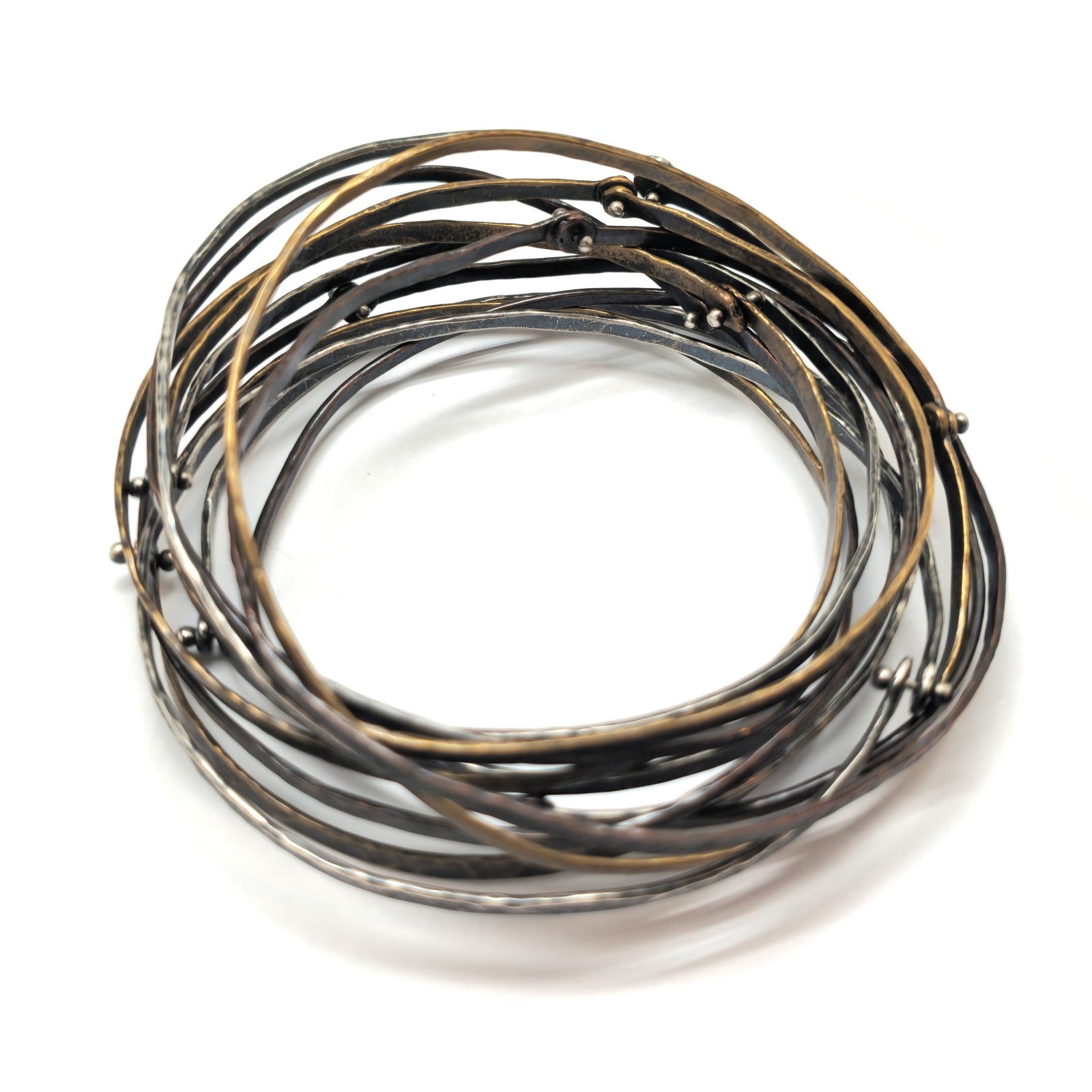 Oxidized Silver Circle Bracelet - Pistachios