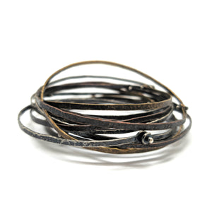 Oxidized Silver Circle Bracelet - Pistachios