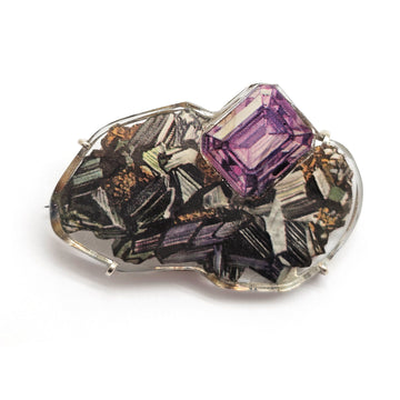 Illustrated Amethyst Brooch