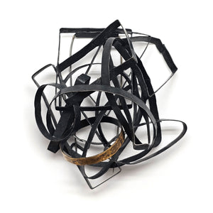 Oxidized Silver Tangle Brooch - Pistachios