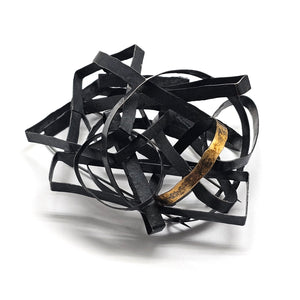 Oxidized Silver Tangle Brooch - Pistachios