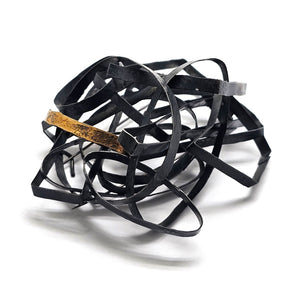 Oxidized Silver Tangle Brooch - Pistachios