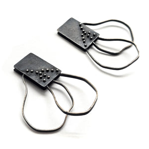 Oxidized Floral Geometric Earrings - Pistachios