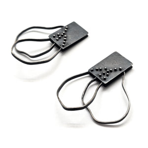 Oxidized Floral Geometric Earrings - Pistachios
