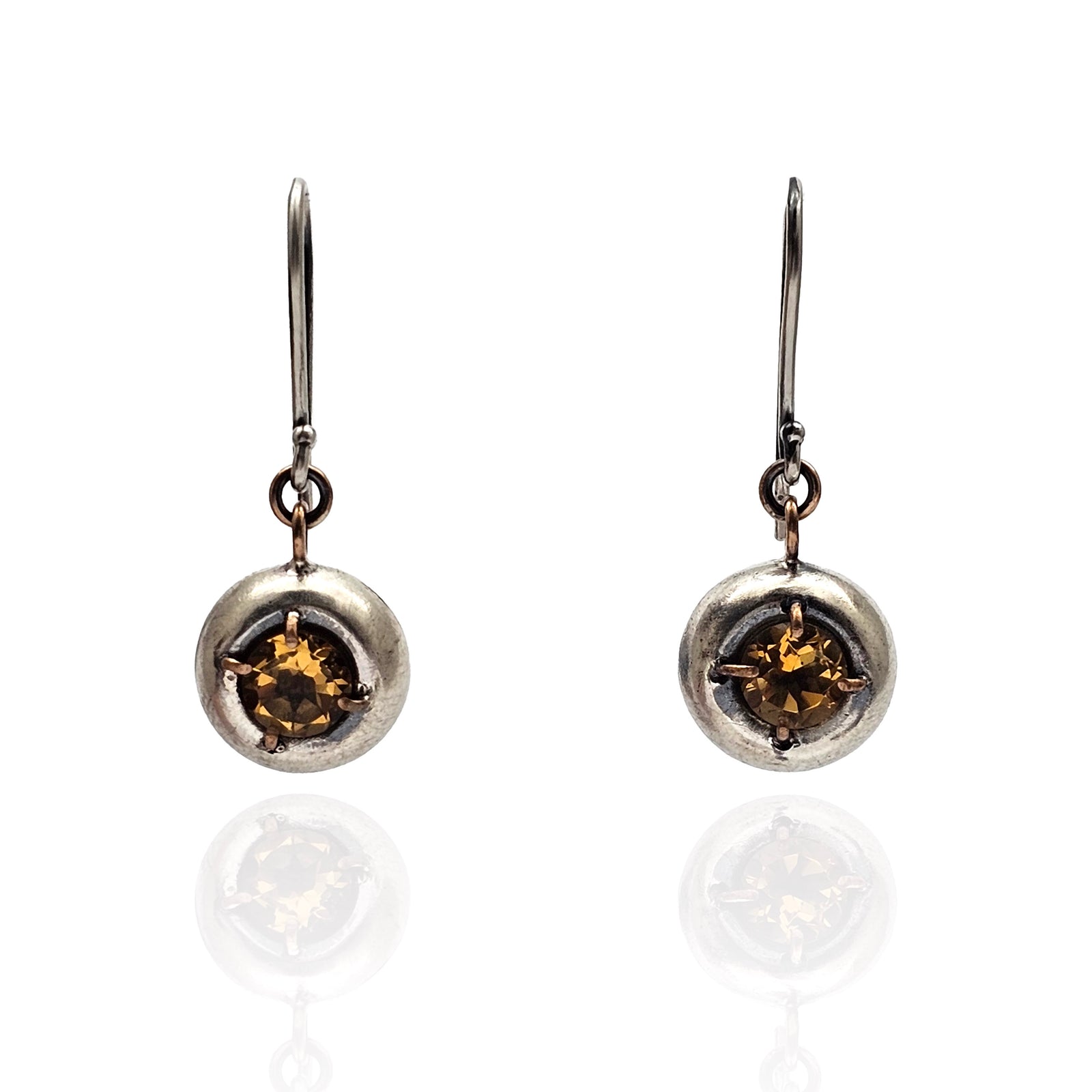 Citrine Domed Gemstone Earrings-Earrings-Joanna Gollberg-Pistachios