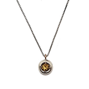 Citrine Domed Gemstone Pendant-Necklaces-Joanna Gollberg-Pistachios