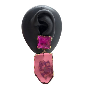 Pink Acrylic Earrings-Earrings-Nikki Couppee-Pistachios