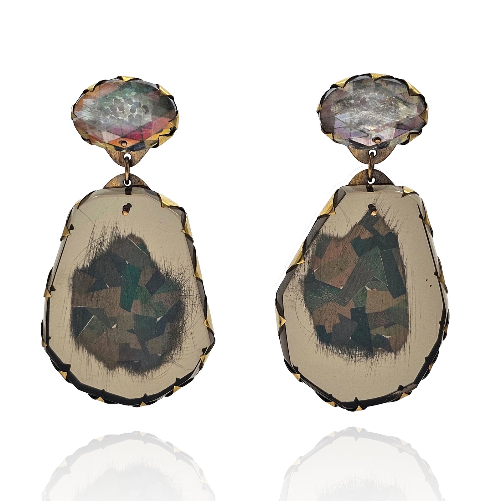 Silver and Slate Acrylic Earrings-Earrings-Nikki Couppee-Pistachios