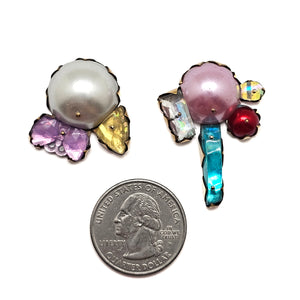 Large Asymmetric Pearl Studs-Earrings-Nikki Couppee-Pistachios