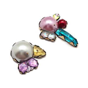 Large Asymmetric Pearl Studs-Earrings-Nikki Couppee-Pistachios