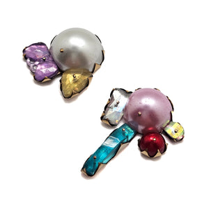 Large Asymmetric Pearl Studs-Earrings-Nikki Couppee-Pistachios
