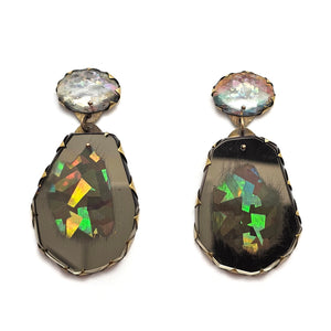 Silver and Slate Acrylic Earrings-Earrings-Nikki Couppee-Pistachios