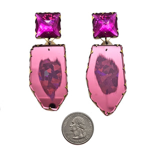 Pink Acrylic Earrings-Earrings-Nikki Couppee-Pistachios