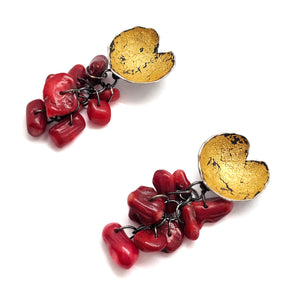 Coral & Gold Earrings-Earrings-So Young Park-Pistachios