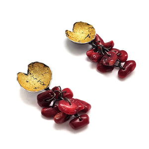 Coral & Gold Earrings-Earrings-So Young Park-Pistachios