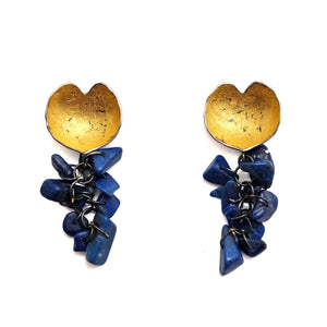 Lapis & Gold Earrings-Earrings-So Young Park-Pistachios