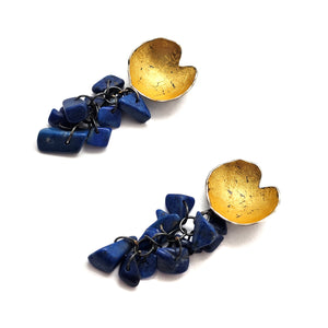 Lapis & Gold Earrings-Earrings-So Young Park-Pistachios