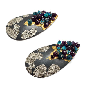 Green Onyx Shield Earrings-Earrings-So Young Park-Pistachios