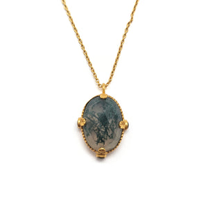Faceted Moss Agate Pendant-Necklaces-Julia Cabral-Pistachios