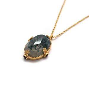 Faceted Moss Agate Pendant-Necklaces-Julia Cabral-Pistachios