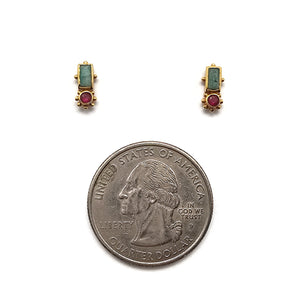 Amazonite and Ruby Studs-Earrings-Julia Cabral-Pistachios