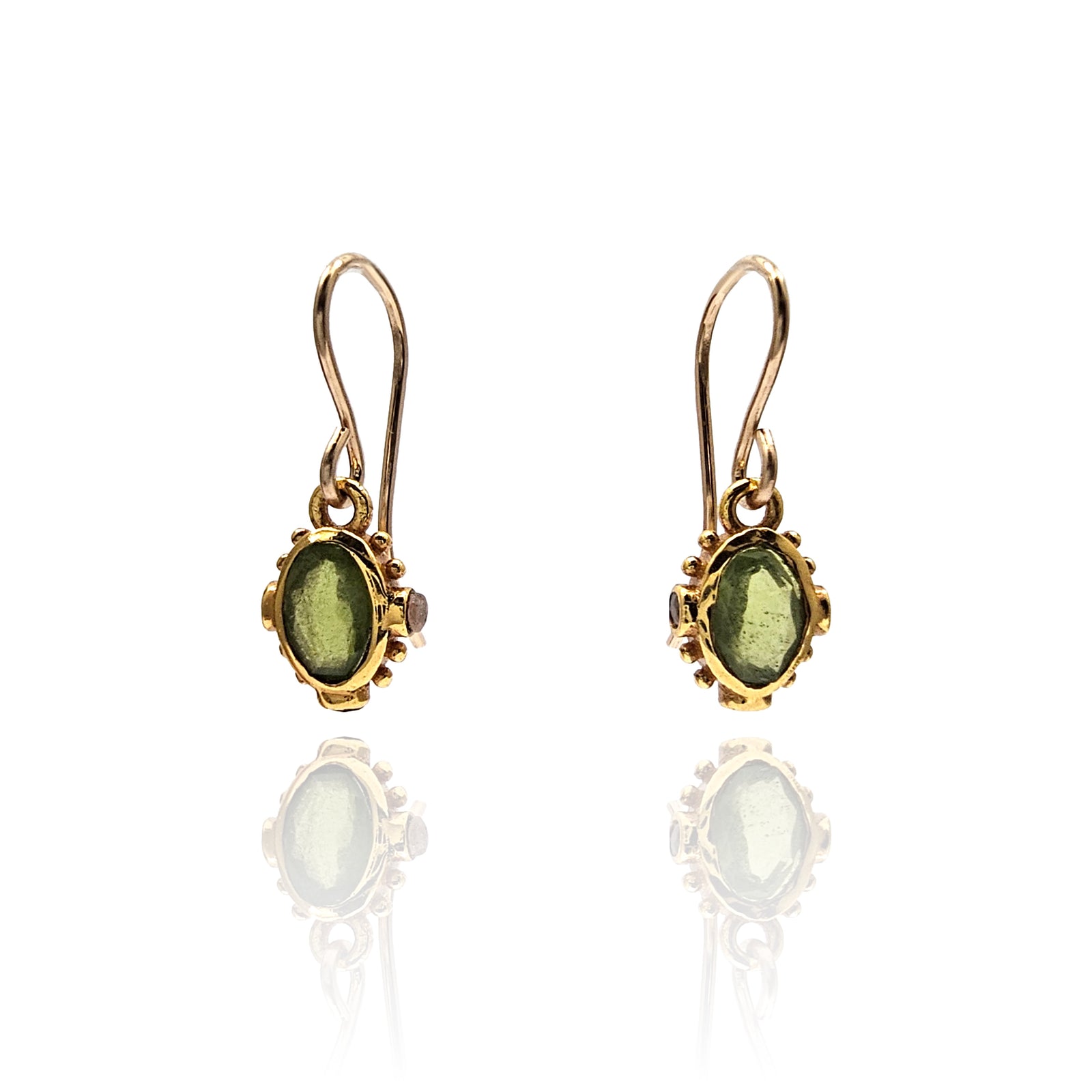 Green Vessonite Dangle Earrings-Earrings-Julia Cabral-Pistachios