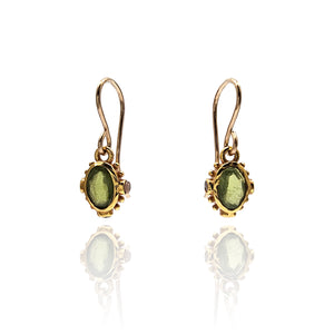 Green Vessonite Dangle Earrings