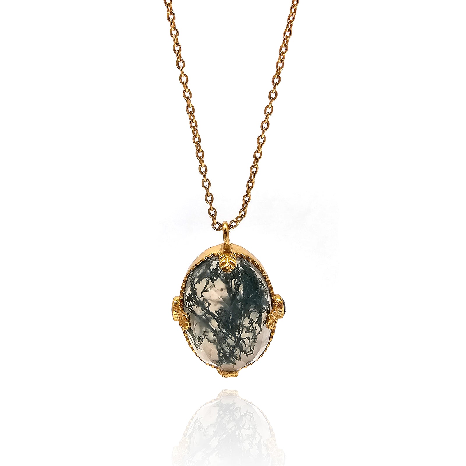 Faceted Moss Agate Pendant-Necklaces-Julia Cabral-Pistachios