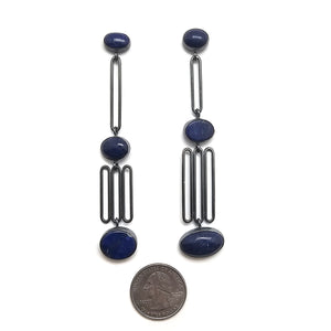 Lapis Column Earrings-Earrings-Emily Rogstad-Pistachios
