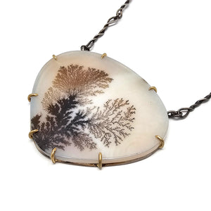 Brown Dendritic Agate Statement Necklace-Necklaces-Lori Francescutti-Pistachios