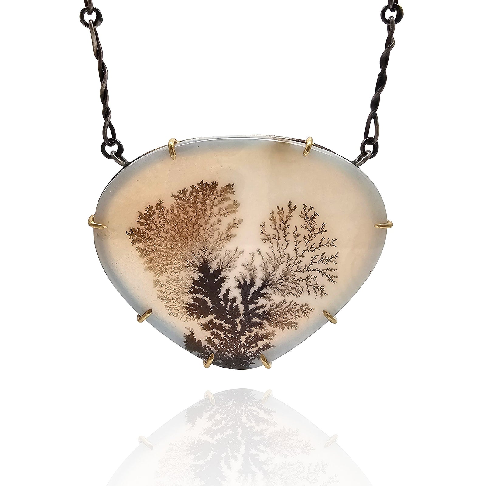 Brown Dendritic Agate Statement Necklace-Necklaces-Lori Francescutti-Pistachios