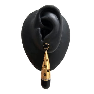 Gold and Onyx Teardrop Earrings