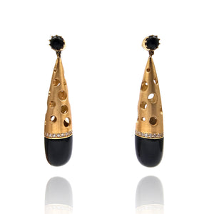 Gold and Onyx Teardrop Earrings