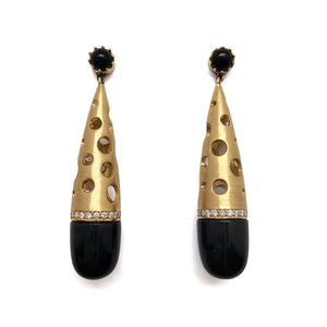 Gold and Onyx Teardrop Earrings